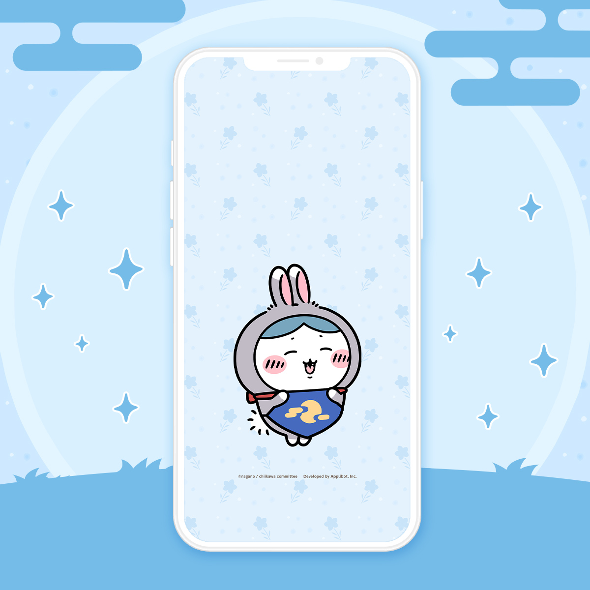 オリジナル壁紙　[お月見]ハチワレ